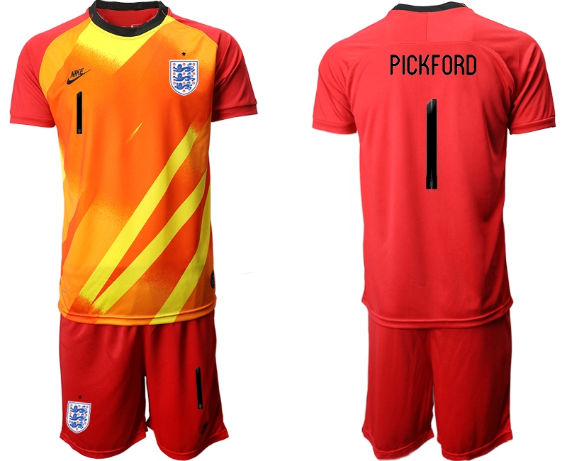 Men 2021 European Cup England red goalkeeper #1 Soccer Jersey